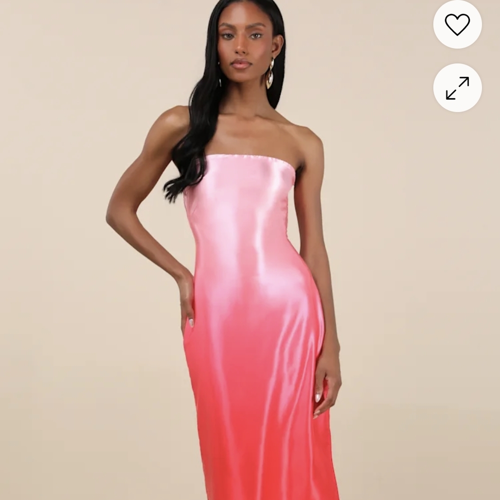 Elegant Pink Strapless Satin Dress
